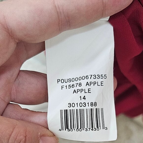 David’s Bridal Strapless High-Low Chiffon Dress – Apple Red, Size 14 - Picture 9 of 9